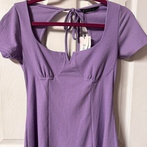 Stradivarius Lilac Tie-Back Scoop Neck Mini Dress